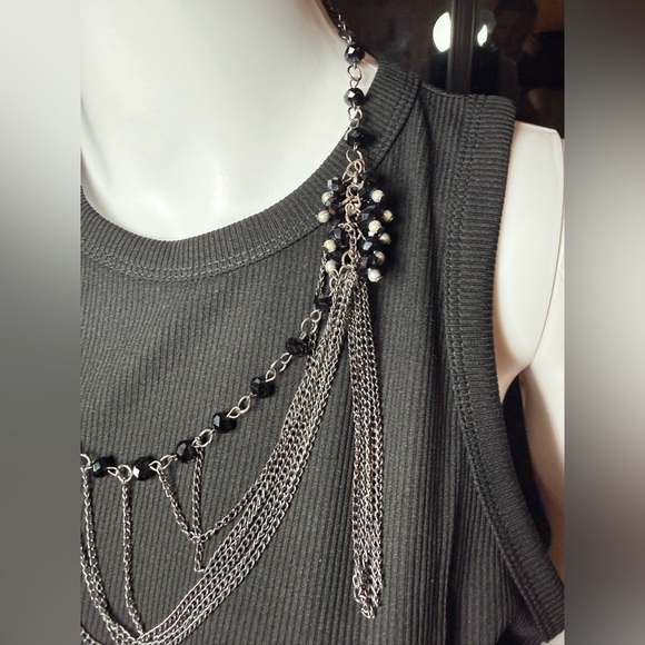 Black and Silver Chain Necklace with Jim Dunlop Guitar Pick Pendant - Picture 4 of 6